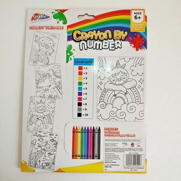 Grafix Crayon By Number 1 Printed Sheet 10 Crayons Learning Play Age 6+ Craft - Picture 2 of 9